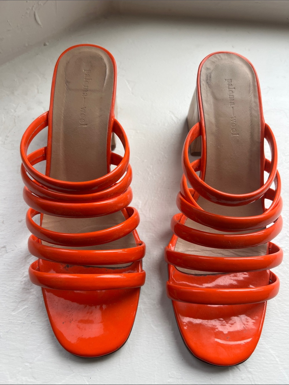Paloma Wool Patent Orange Maria Sandal
